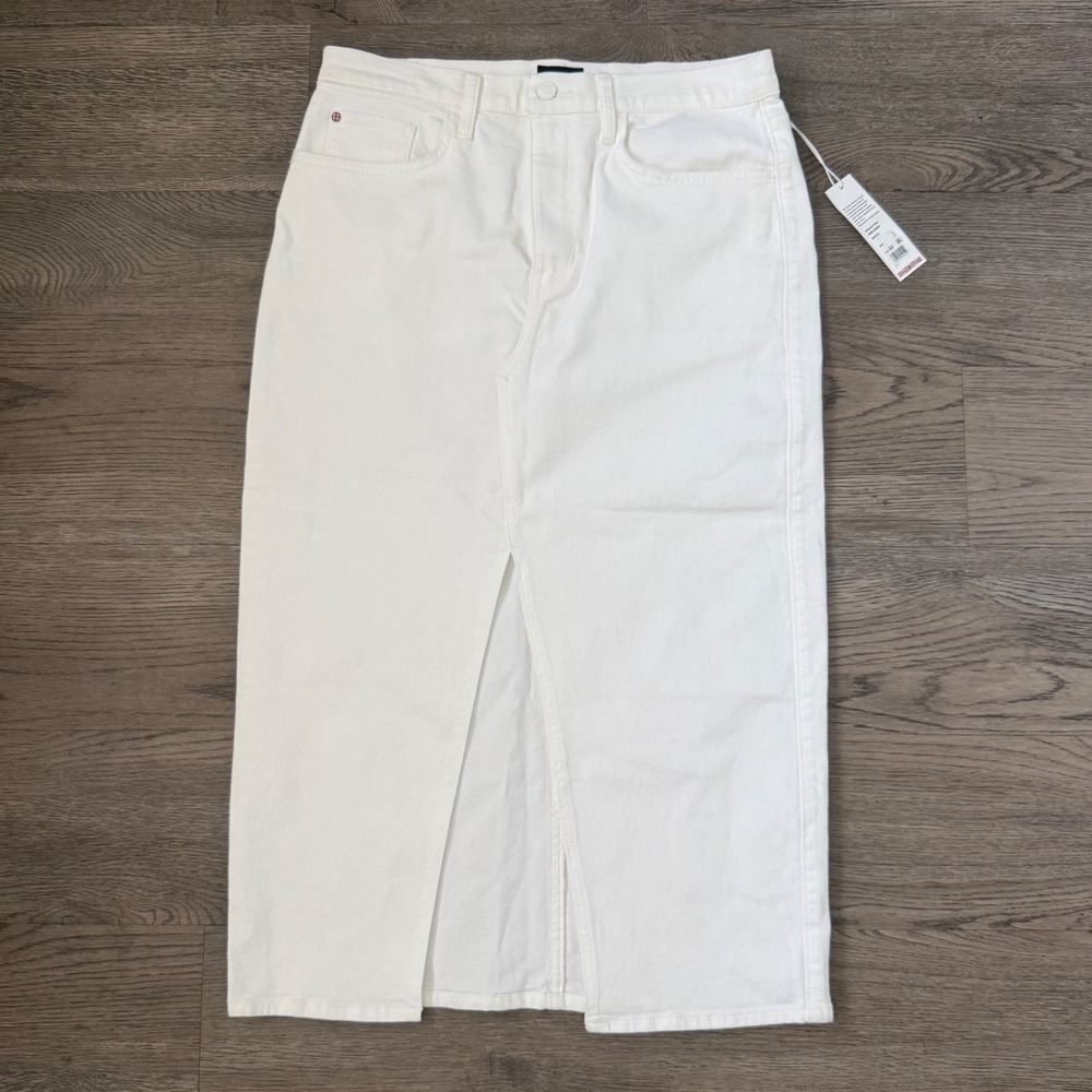 Hudson‎ White Denim Midi Skirt Size 32 NWT High Rise Front Slit Stretch Cotton - Picture 2 of 11